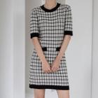 Crewneck H-line Tweed Dress Black - One Size