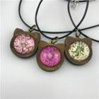 Cat-shaped Dried Flower Pendant Necklace