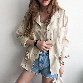 Convertible-collar Cotton Safari Jacket