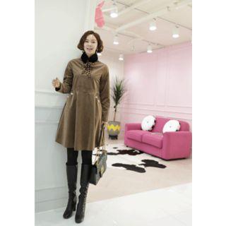 Crew-neck Velvet A-line Dress