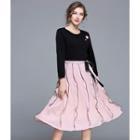 Long-sleeve Frill Trim A-line Dress