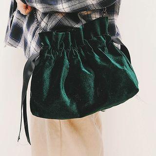 Drawstring Velvet Crossbody Bag