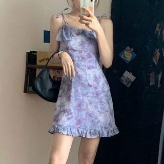 Spaghetti Strap Tie Dye Mini Dress