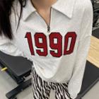 Collared Numbering Sports Sweatshirt