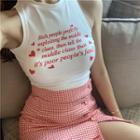 Letter Halter Top / Plaid Mini Skirt