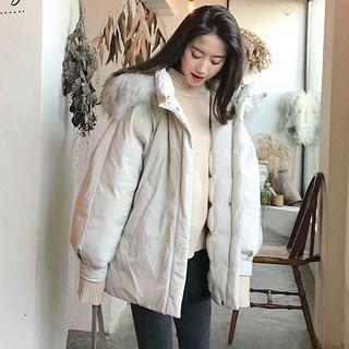 Hooded Plaid Zip Coat