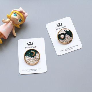 Moon & Cloud Faux Pearl Alloy Brooch