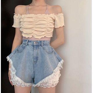 Short-sleeve Top / Denim Shorts / Camisole Top