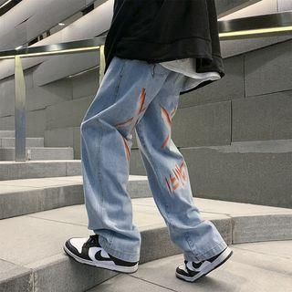 Print Loose Fit Jeans