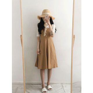 Tie-back Linen Blend Jumper Dress