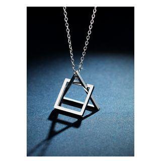 Geometric Pendant Stainless Steel Necklace Silver - One Size