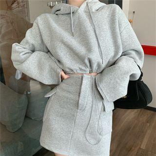 Drawstring Hoodie / Mini A-line Skirt