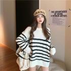 Oversized Striped Cable-knit Sweater