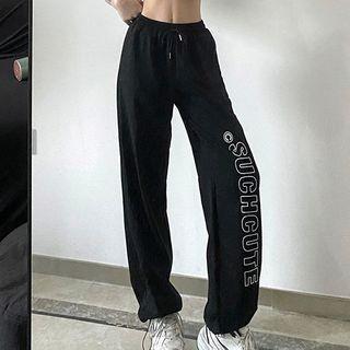 Lettering High Waist Sweatpants