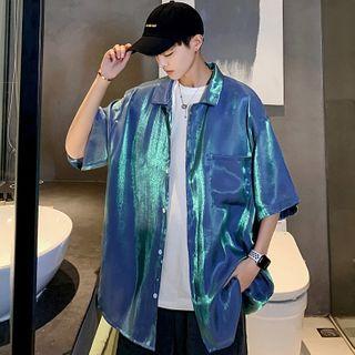 Elbow-sleeve Iridescent Shirt