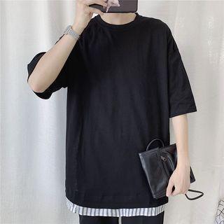 Mock Two-piece Short-sleeve Oversize Tee