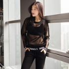 Lettering Sheer Pullover