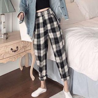 Plaid Tapered Pants As Shown In Figure - One Size