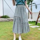 Gingham A-line Midi Skirt Gingham - Black & White - One Size