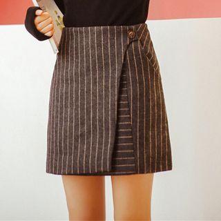 Striped Woolen A-line Skirt