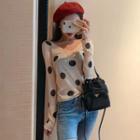 Dotted Knit Top As Shown In Figure - One Size