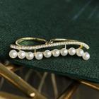 Faux Pearl Layered Ring 1pc - Gold - One Size