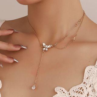 Butterfly Rhinestone Alloy Y Choker
