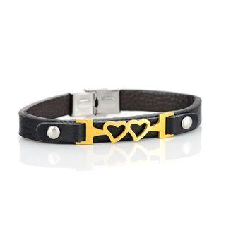 Heart Stainless Steel Genuine Leather Bracelet