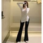 Slim-fit Drawstring T-shirt / Boot-cut Pants