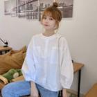 Long-sleeve Crewneck Blouse White - One Size