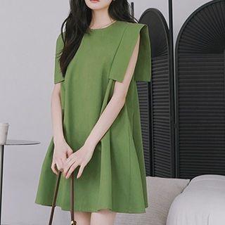 Cap-sleeve Plain Mini A-line Dress