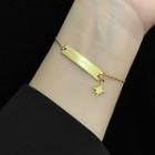 Lettering Bar & Star Stainless Steel Bracelet Gold - One Size