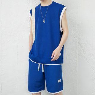 Set: Color Trim Tank Top + Drawstring Shorts