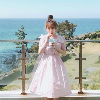 Off-shoulder Eyelet-lace Trim A-line Dress