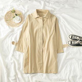 Plain Loose-fit Trench Coat As Shown In Figure - One Size
