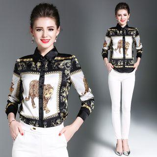 3/4 Sleeve Patterned Blouse