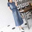 Round-neck Drawstring Denim Dress