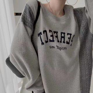 Lettering Cable Knit Midi Sweatshirt Dress