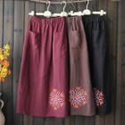 Embroidery Front-pocket A-line Skirt