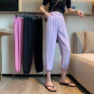 High-waist Drawstring-cuff Cropped Harem Pants