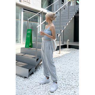 Snap-button Crop Camisole Top
