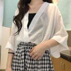 Set: 3/4-sleeve Blouse + Camisole Top