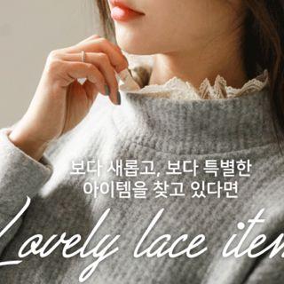 Lace-trim Oversized Sweater