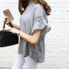 Lace-trim Frill-sleeve Top