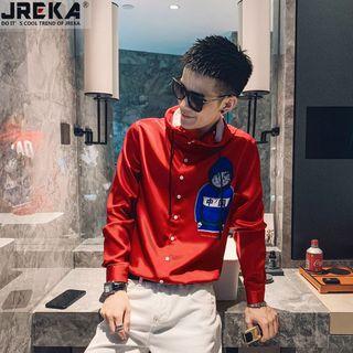 Cat Print Hood Shirt