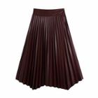 Asymmetric Pleated Leather Midi Skirt
