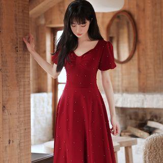 Short-sleeve Embellished A-line Dress (various Designs)