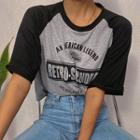 Lettering Pattern Raglan Top Gray - One Size