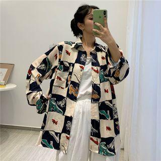 Printed Long-sleeve Buttoned Casual Shirt As Shown In Figure - One Size