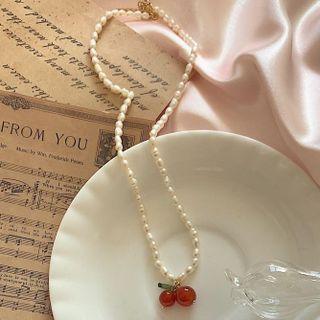 Cherry Freshwater Pearl Necklace / Faux Pearl Necklace